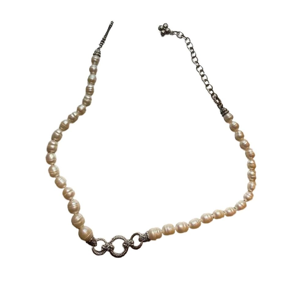 Barbara Bixby 925 Sterling Tentacle Hook Clasp Pearl Beaded Necklace 44.0g